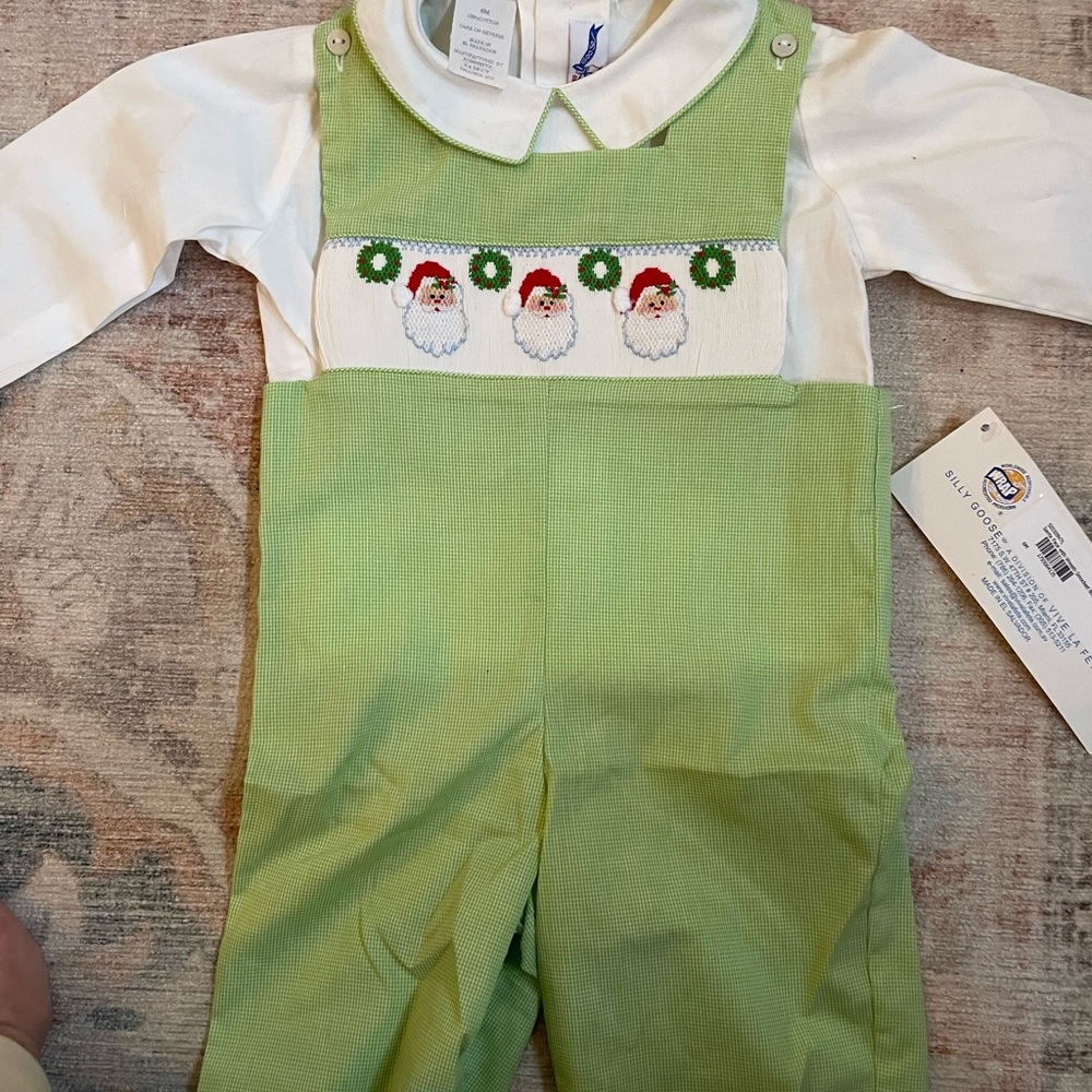 Smocked Santa Christmas outfit